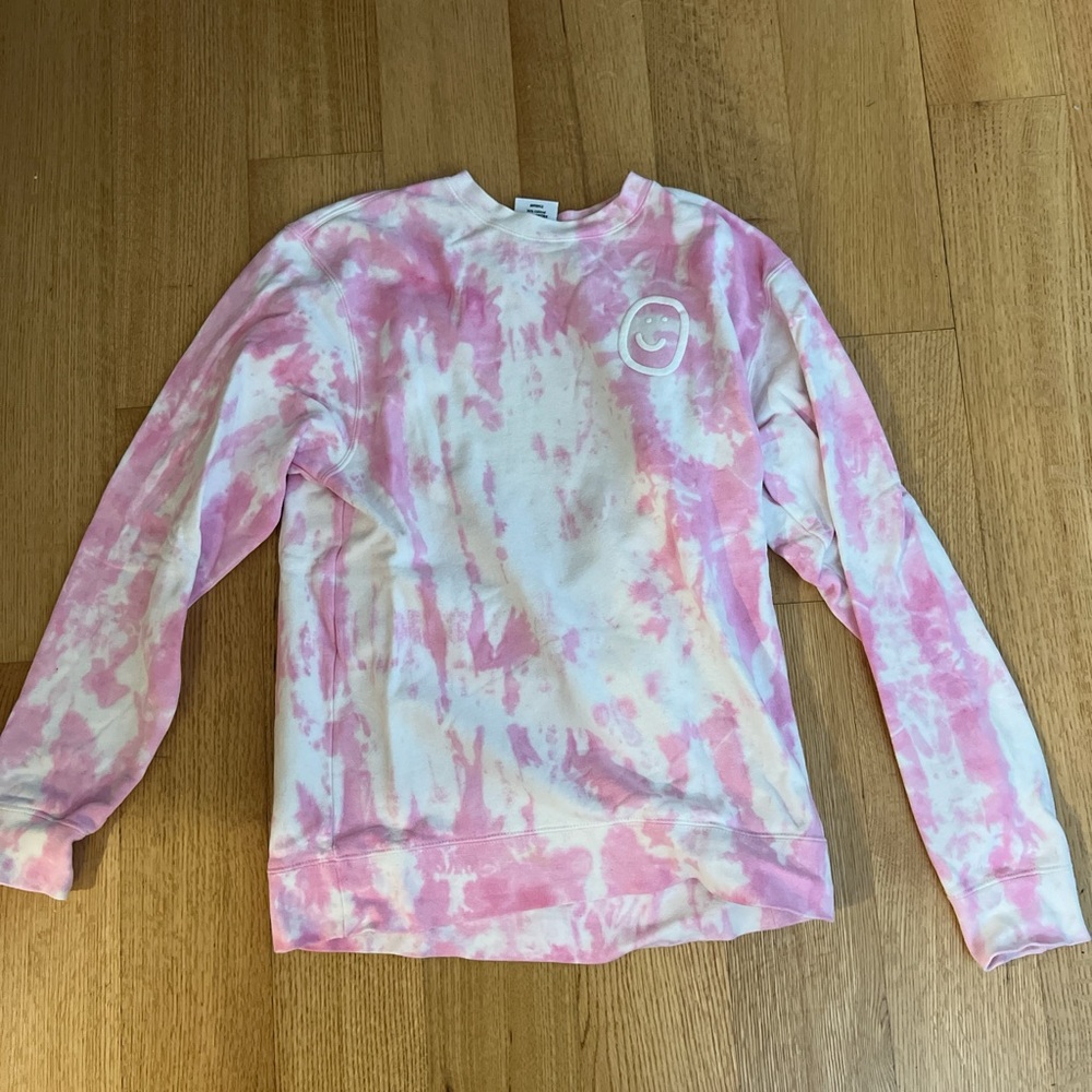 Happiness Project Pink and White Tie-Dye Sweatshirt
